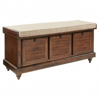 OSP Home Furnishings DOV-DB Dover Storage Bench in Distressed Brown